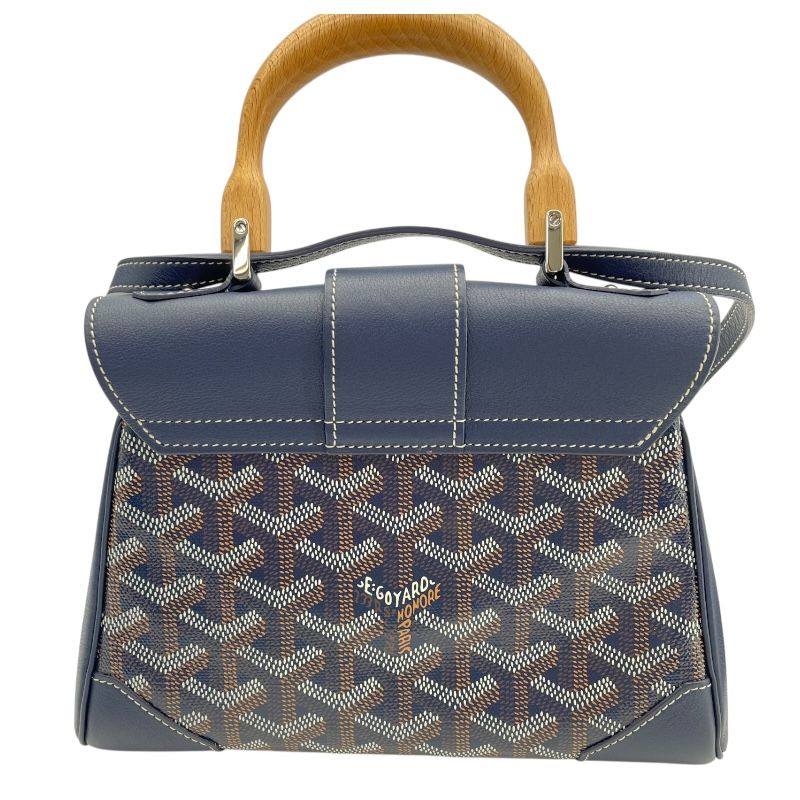 GOYARD Saigon Mini Navy Coated Canvas Shoulder Bag for Women