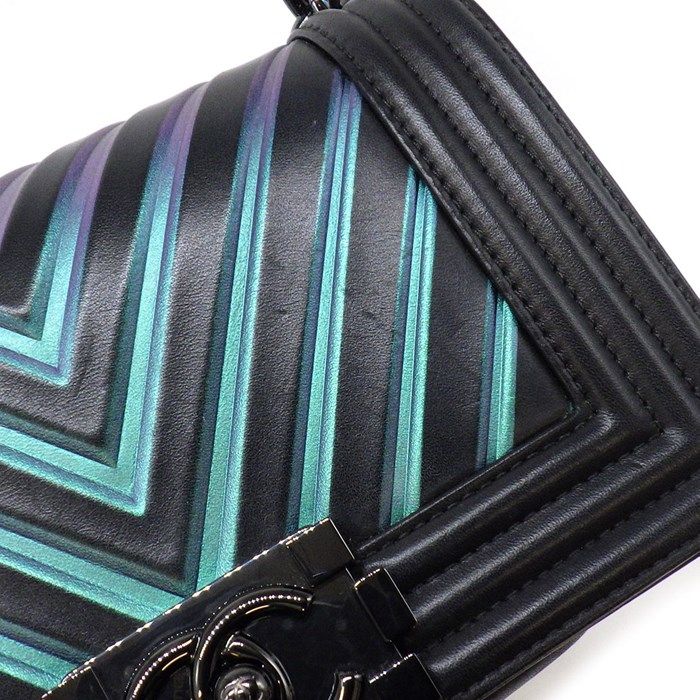 Chanel Boy Bag 20 A67085 - 2018 Black/Green/Purple Lambskin