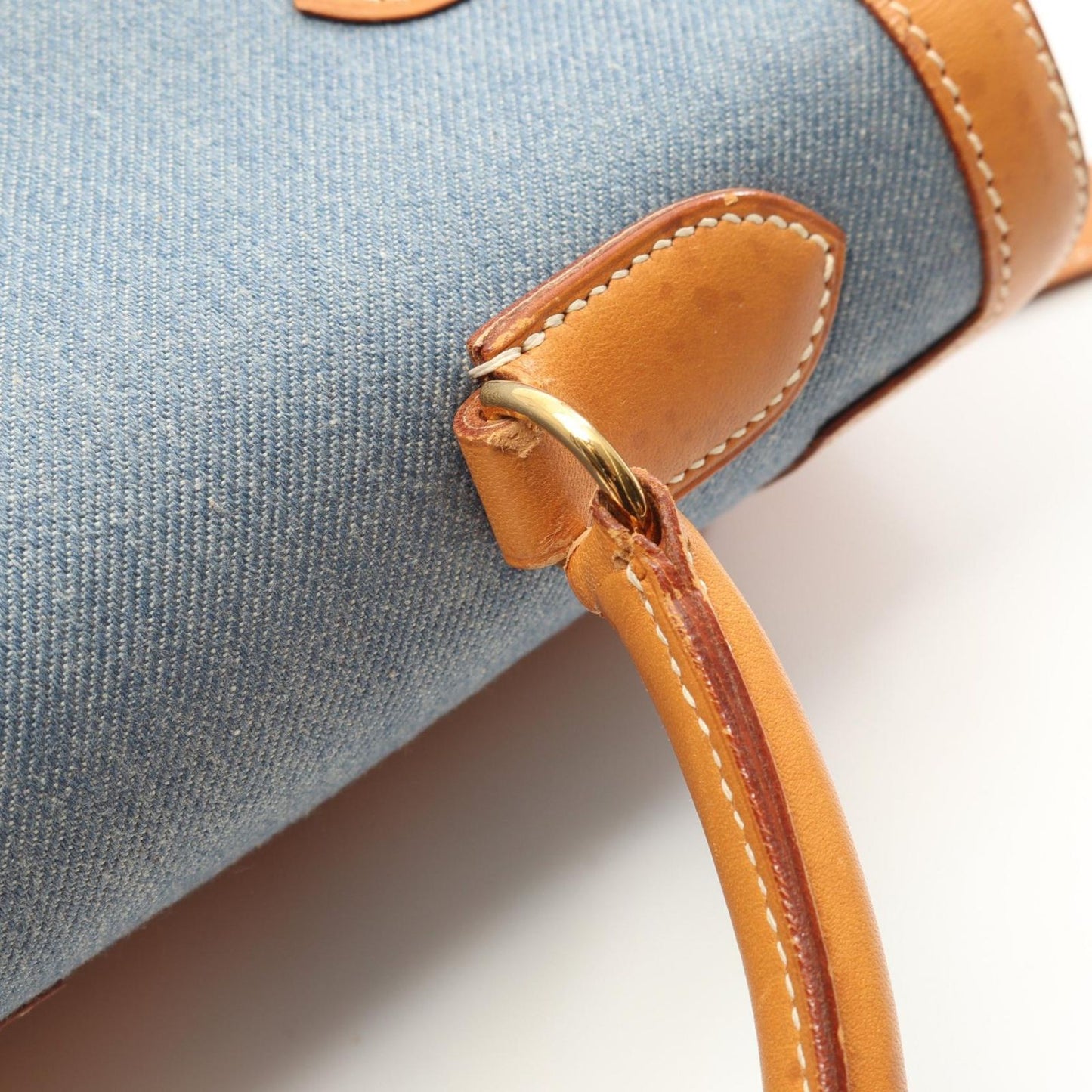 HERMES Kelly 35 Denim Blue & Natural Handbag - Timeless Elegance