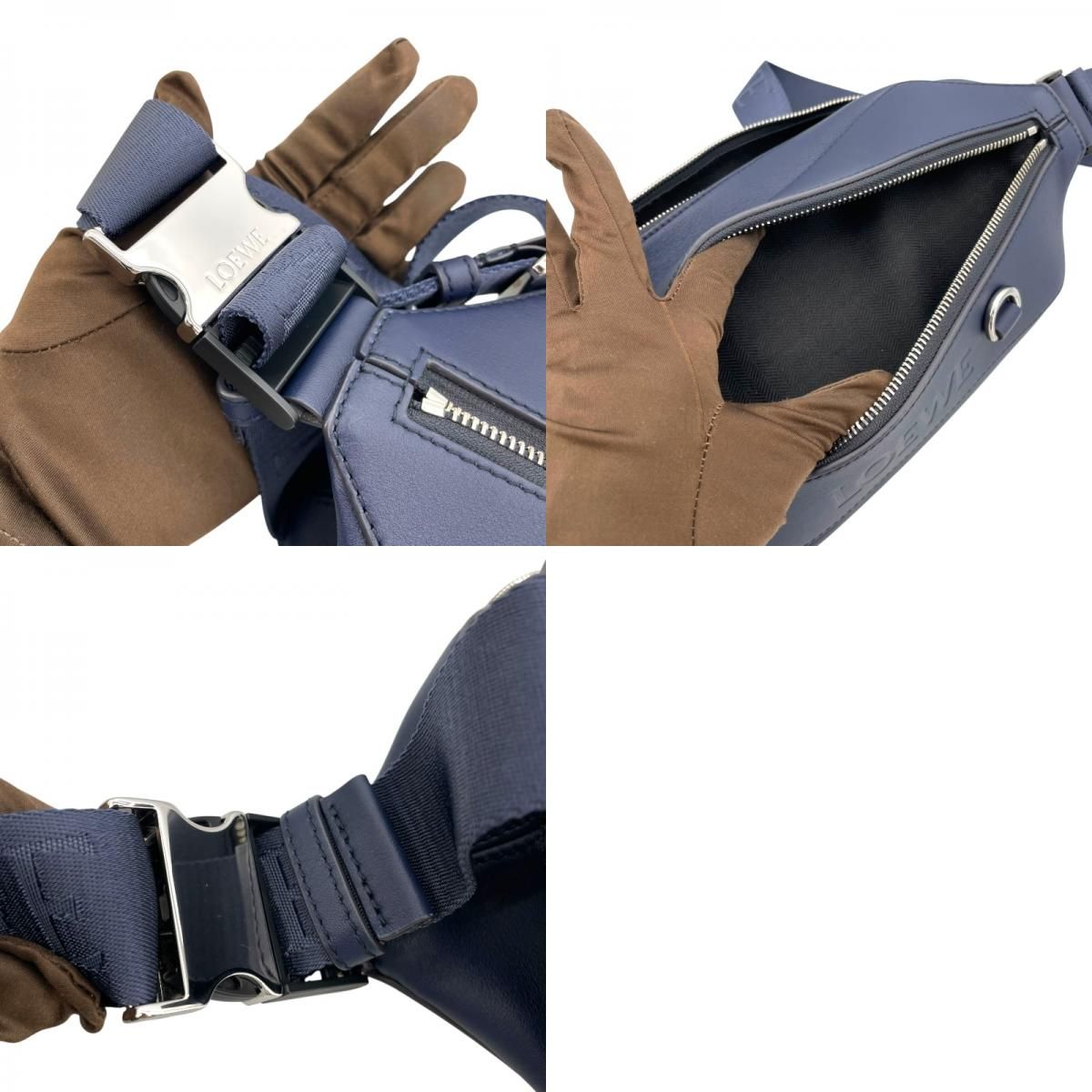 LOEWE Convertible Sling Bag in Navy Leather - Exclusive Design