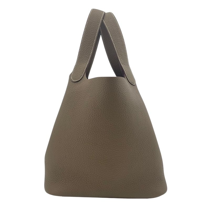 HERMES Picotin Lock MM Handbag in Etoupe with Silver Hardware