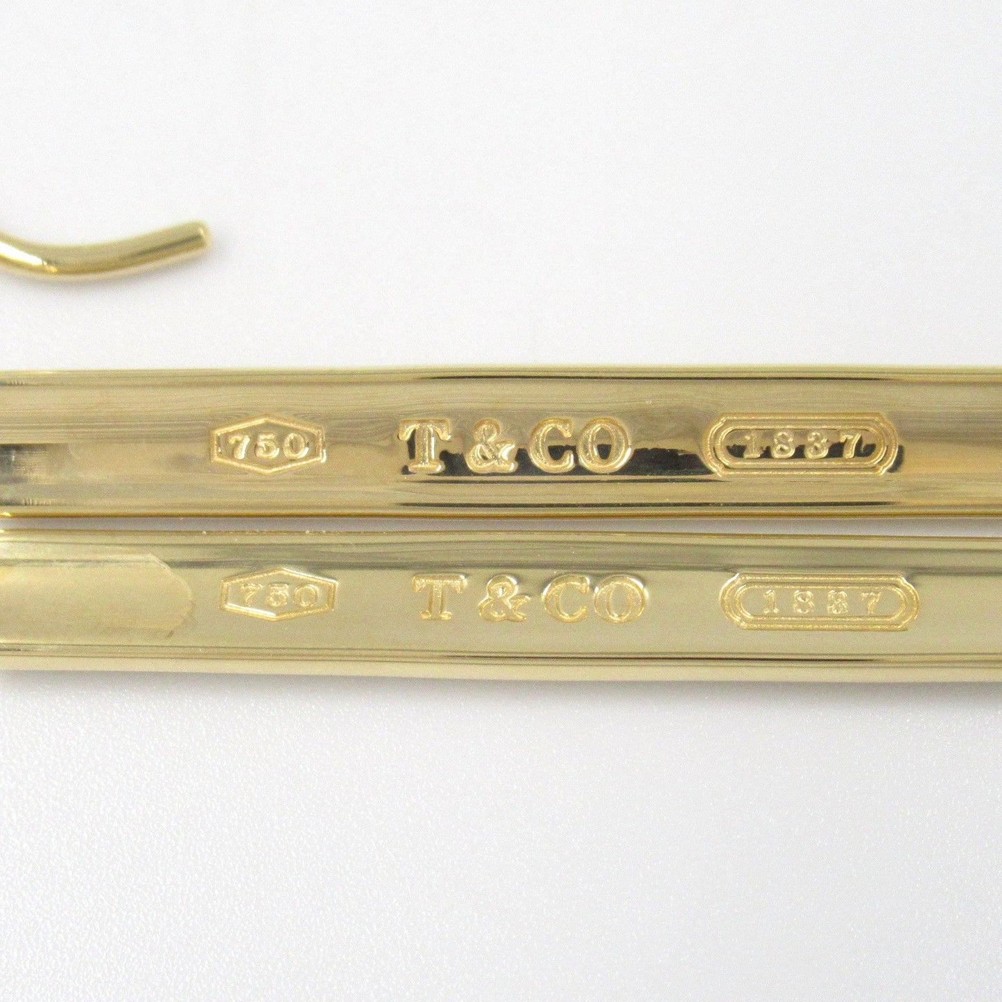 TIFFANY & CO 1837 Plate Earrings in K18 Yellow Gold