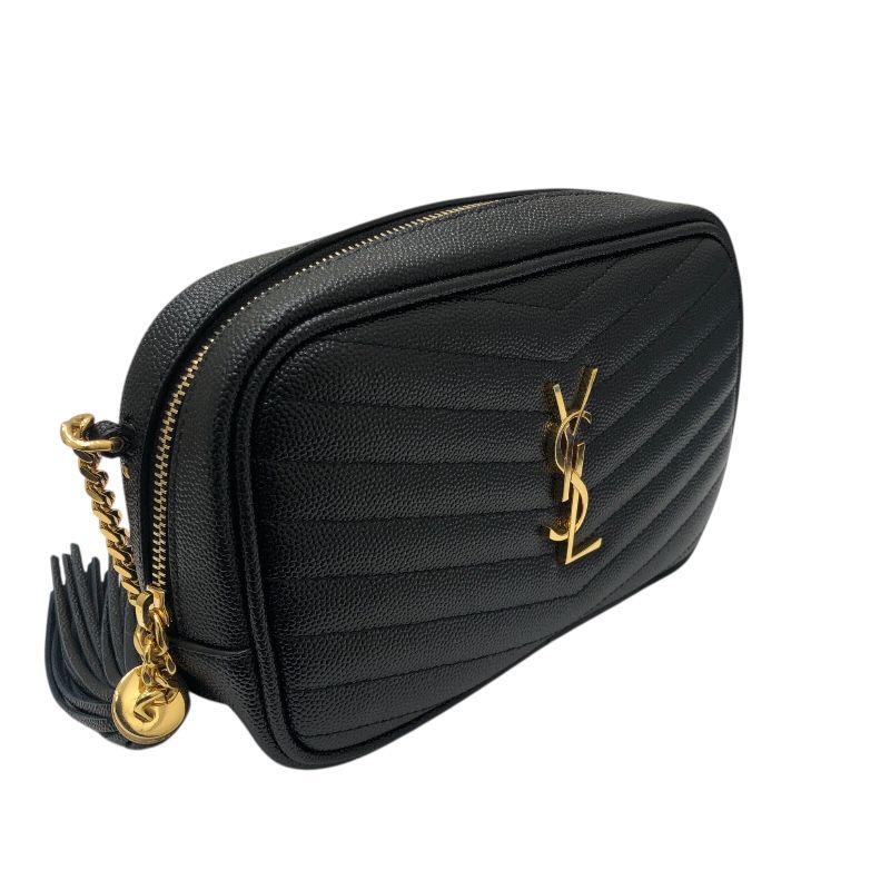 Saint Laurent Rive Gauche Roomy Shoulder Bag in Black Grain Calfskin