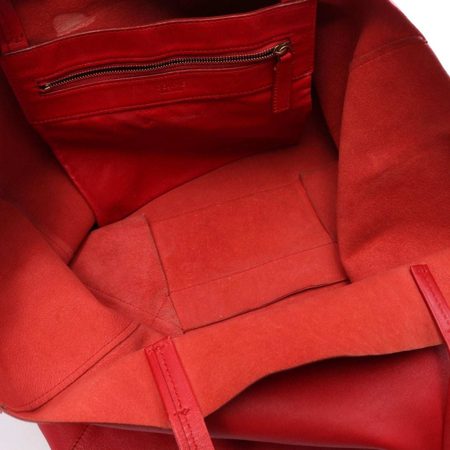 CELINE Horizontal Cabas Tote Bag in Red Leather - Timeless Elegance
