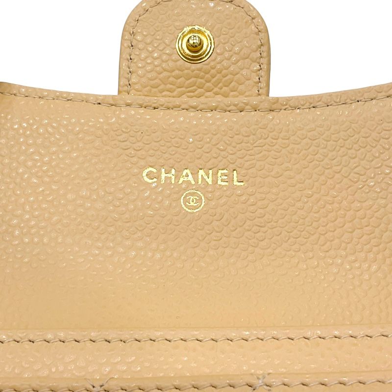 CHANEL Matelassé Flap Card Case AP0214 - Beige Caviar Leather