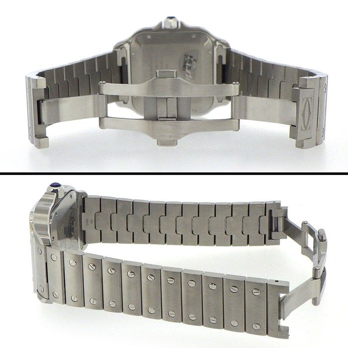 Cartier Santos LM WSSA0076 Automatic Watch - Square Gray Dial