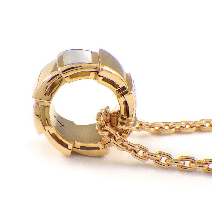 BVLGARI Serpenti Viper Necklace in K18 Pink Gold with White Shell