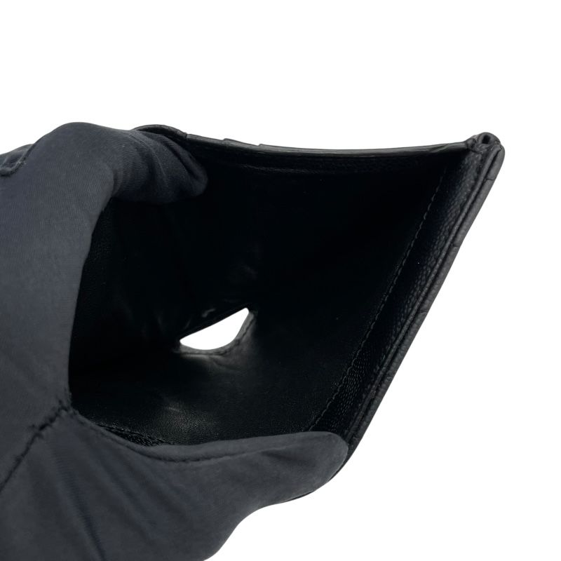 SAINT LAURENT V-Stitch Compact Black Leather Wallet for Women