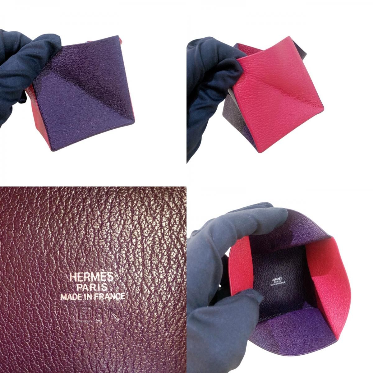 HERMES Zulu Coin Case in Pink & Purple Sheepskin - Exquisite Craftsmanship