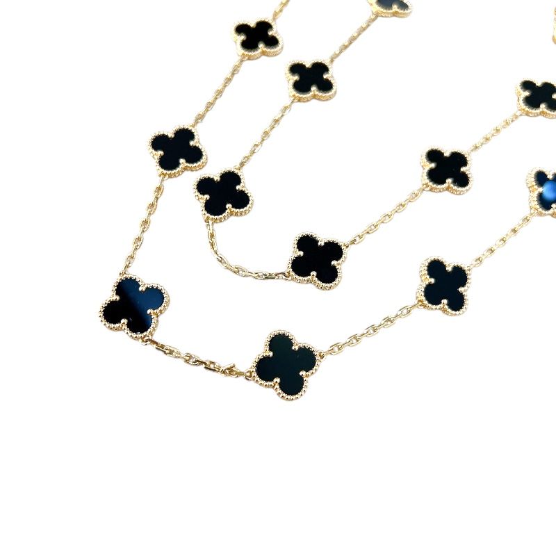 Van Cleef & Arpels Vintage Alhambra Long Necklace in K18 Gold & Onyx