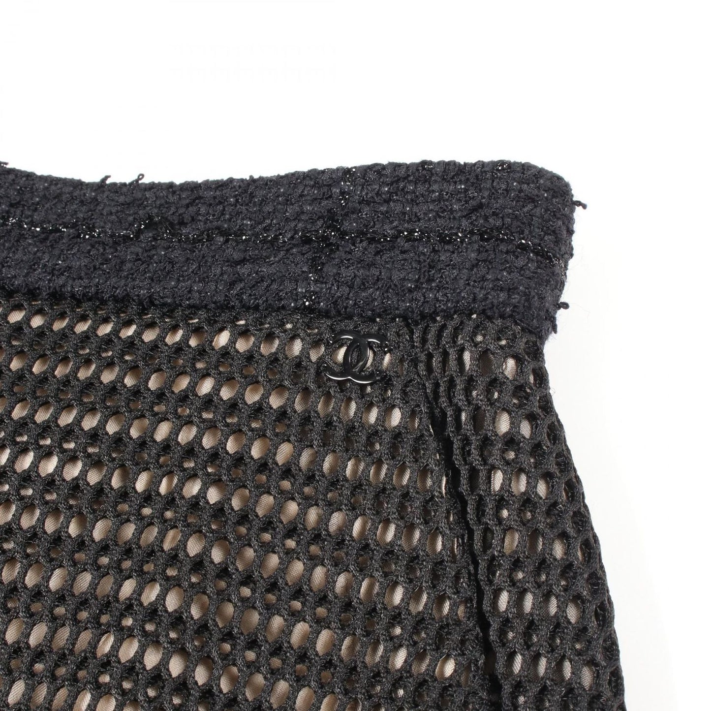 CHANEL Black & Beige Fabric Skirt - Timeless Elegance