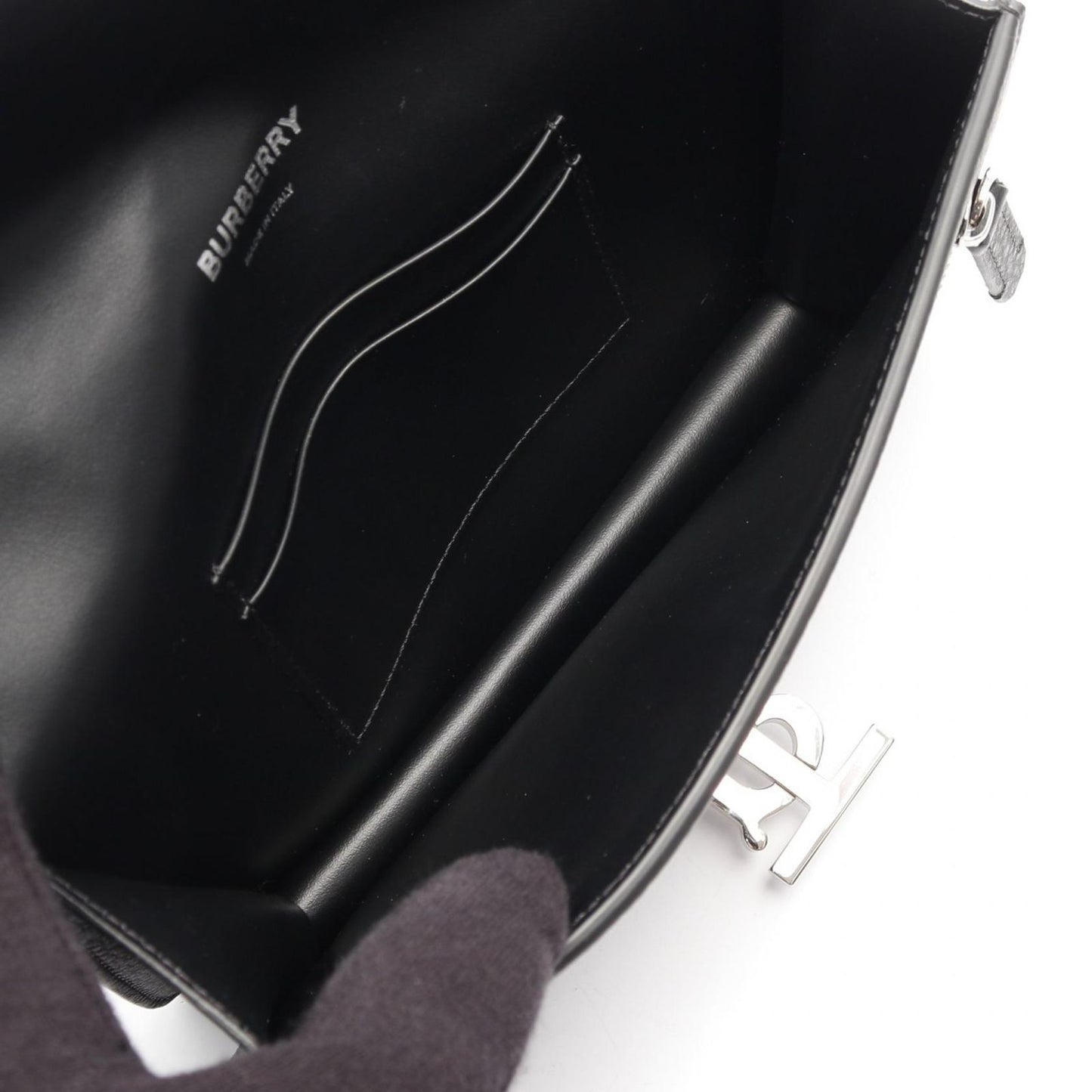 BURBERRY TB Shoulder Bag in Black Leather - Timeless Elegance