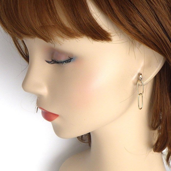 K10YG Link Swing Chain Motif Earrings - Exquisite Craftsmanship