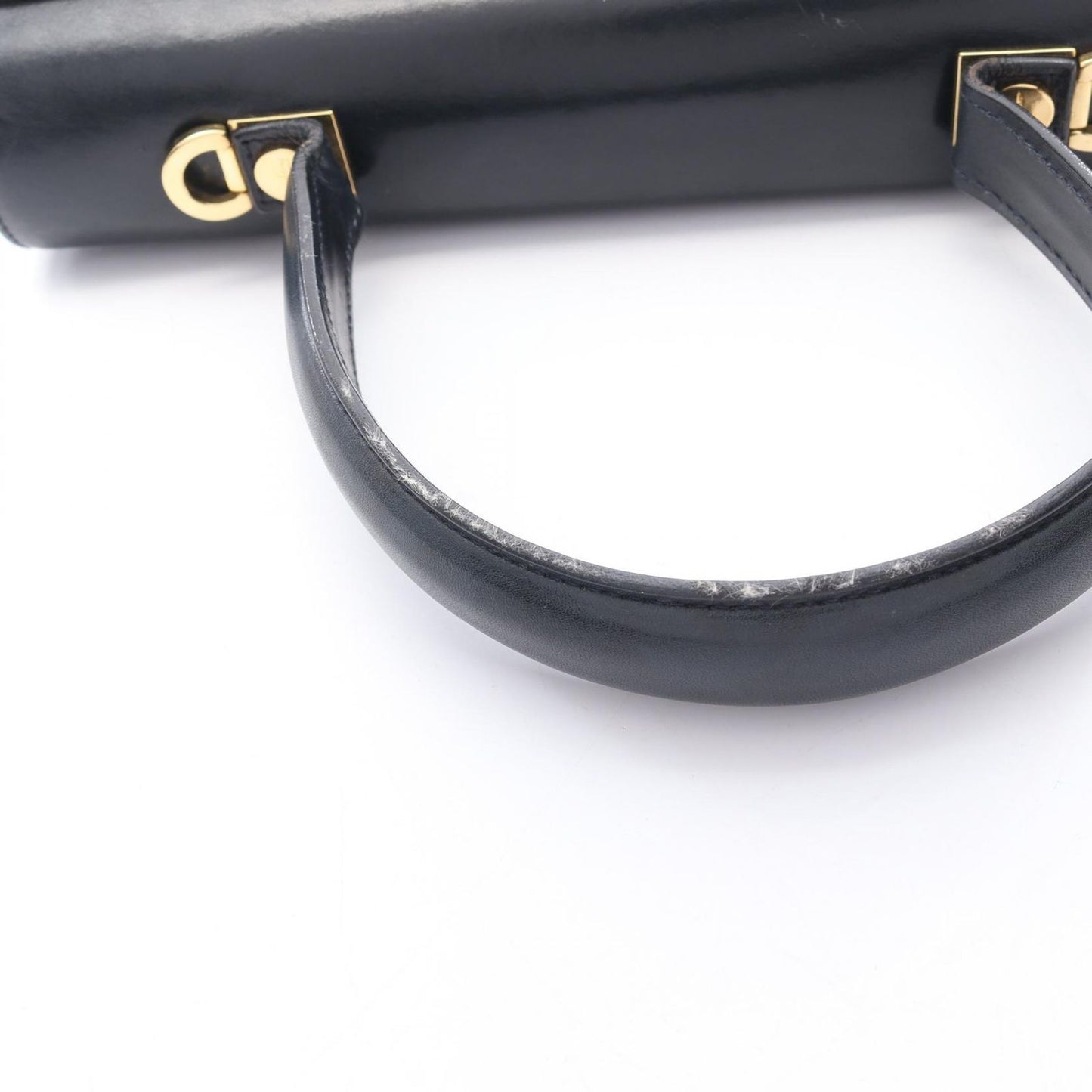 Salvatore Ferragamo Gancini Handbag in Navy Leather - Timeless Elegance