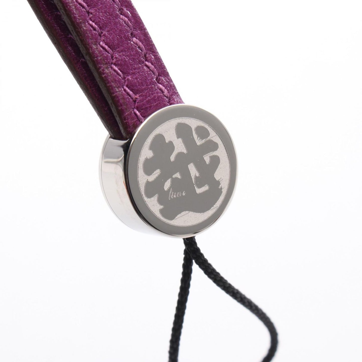 HERMES Serre Anemone Leather Keychain - Exquisite Purple Charm