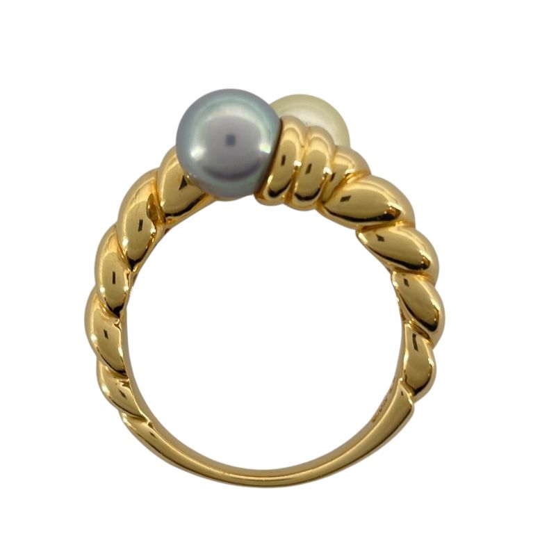 TASAKI K18YG Pearl & Black Pearl Ring - Exquisite Craftsmanship