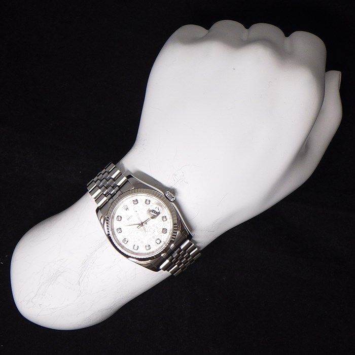 Rolex Datejust 36 116234G - Diamond Index, Fluted Bezel, Silver Dial