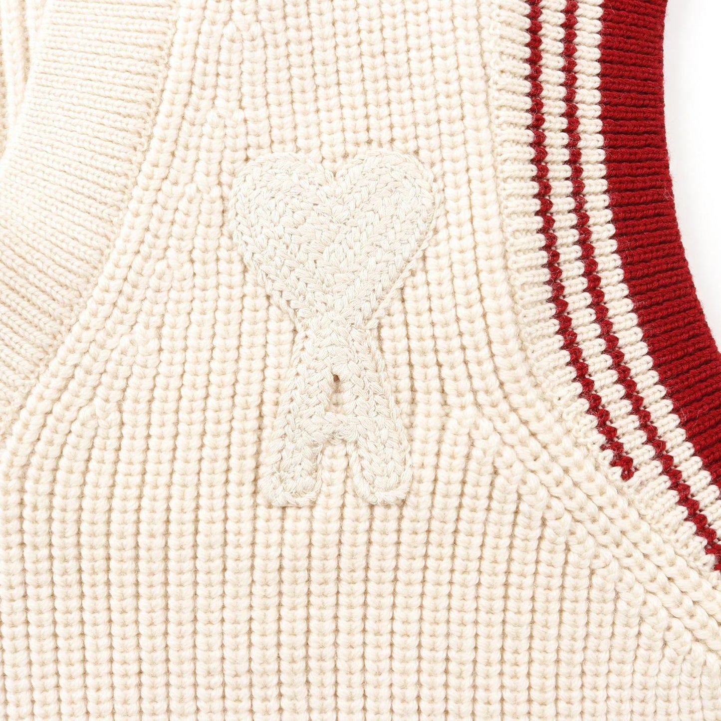 AMI College Rib Knit Vest in Ivory - Timeless Unisex Elegance