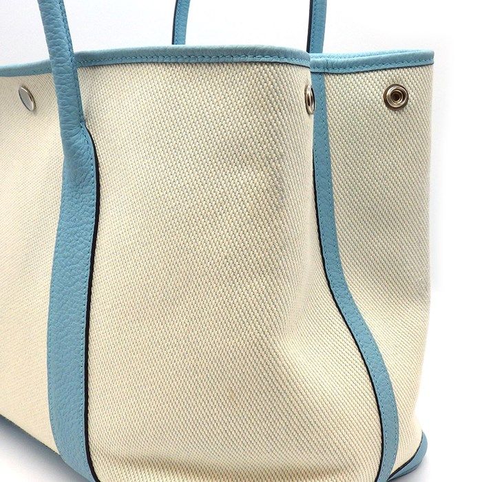 HERMES Garden Party PM Handbag - Atoll Blue & Ecru, 2016