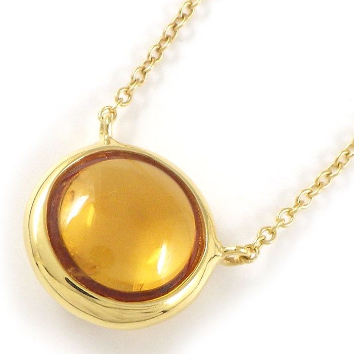 Tiffany & Co. Olive Leaf Necklace with Cabochon Citrine in K18YG