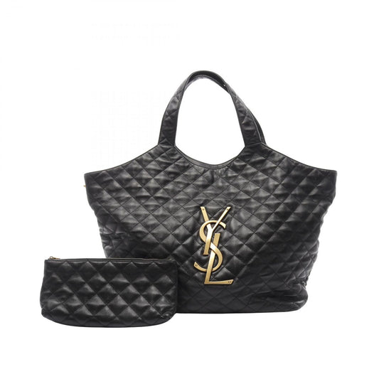 Saint Laurent Paris Ikari Maxi Shopping Tote in Black Lambskin