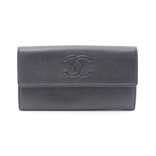 CHANEL Coco Mark Black Leather Zip Wallet - Timeless Elegance