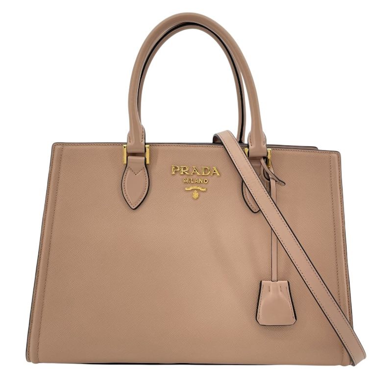 PRADA Saffiano 2-Way Bag 1BA228 in Pink Beige with Gold Hardware