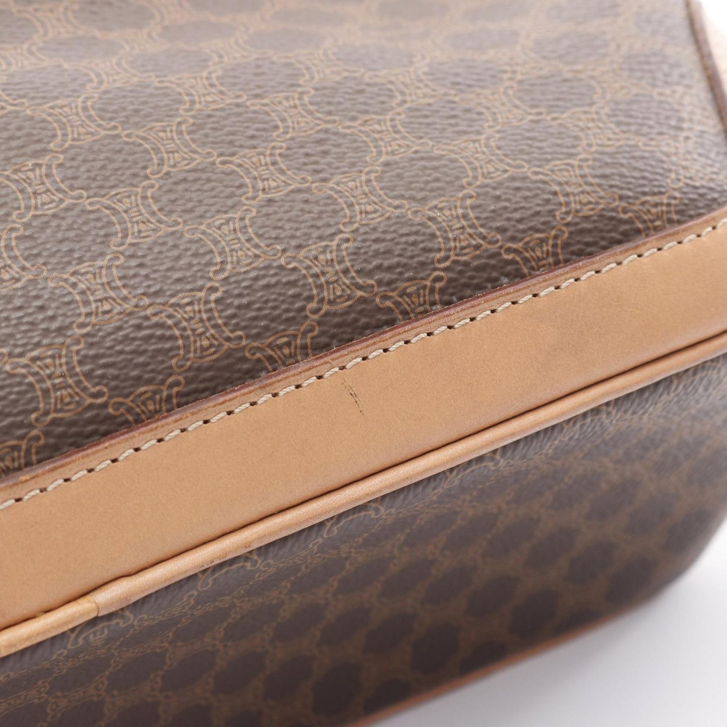 CELINE Macadam Handbag in Dark Brown PVC Coated Canvas