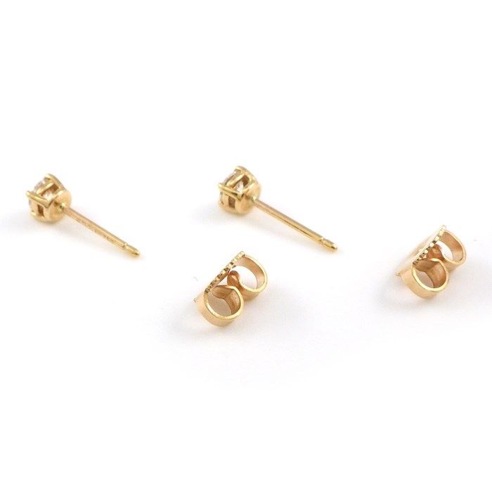 Tiffany & Co. Solitaire Diamond Earrings in K18 Pink Gold