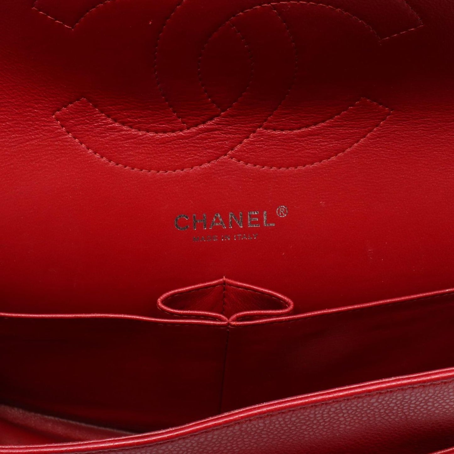 CHANEL Classic De Camellia 30 Large W Flap Shoulder Bag - Red Caviar