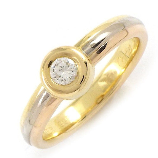 Cartier Monostone Three-Color Gold Ring with Diamond - Size 11