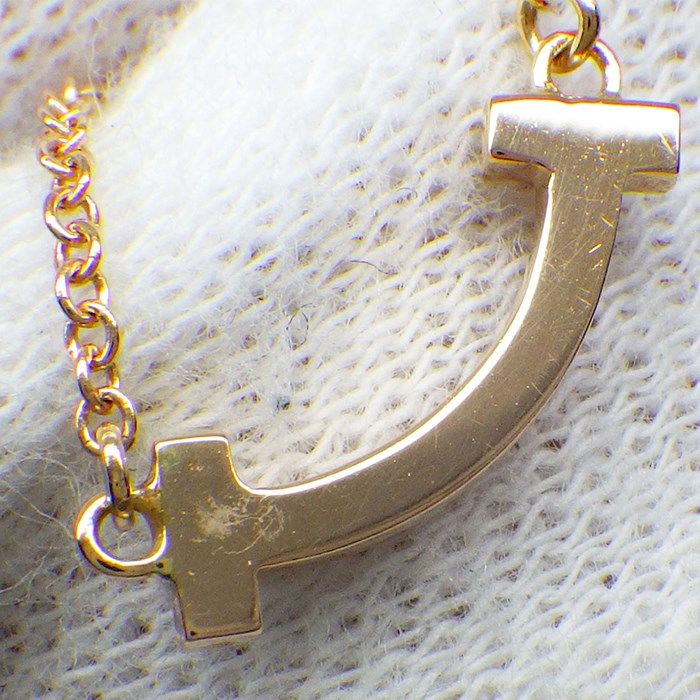 Tiffany & Co. T Smile Mini Micro Necklace in K18 Pink Gold with Diamonds