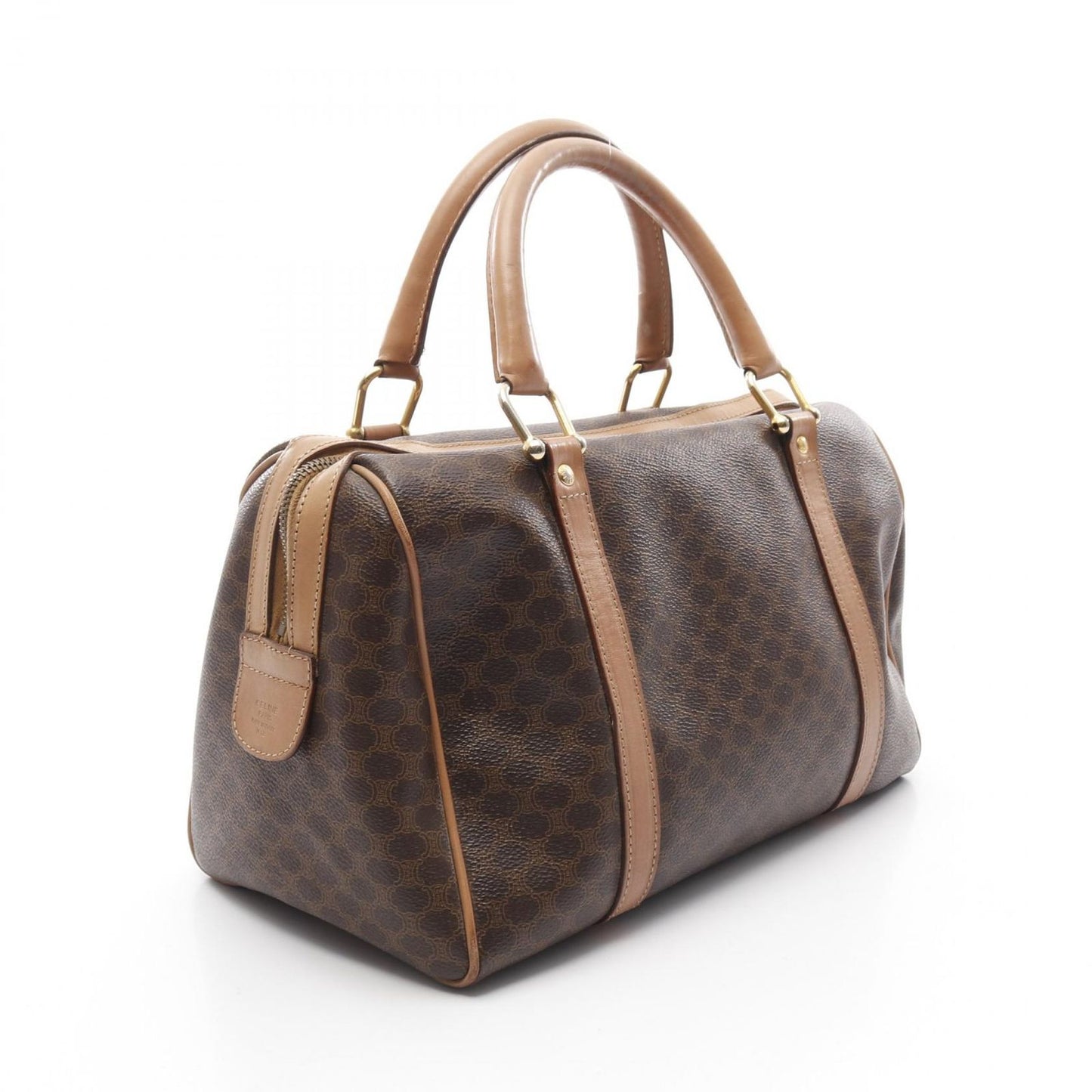 CELINE Macadam Boston Handbag in Dark Brown PVC Coated Canvas