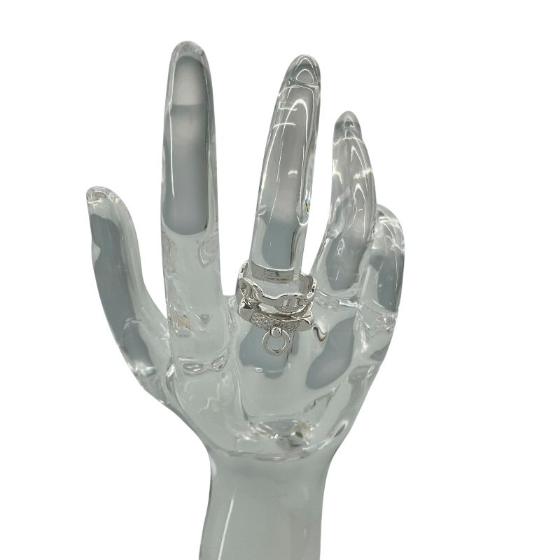 HERMES Collier de Chien Ring in K18 White Gold with Diamonds