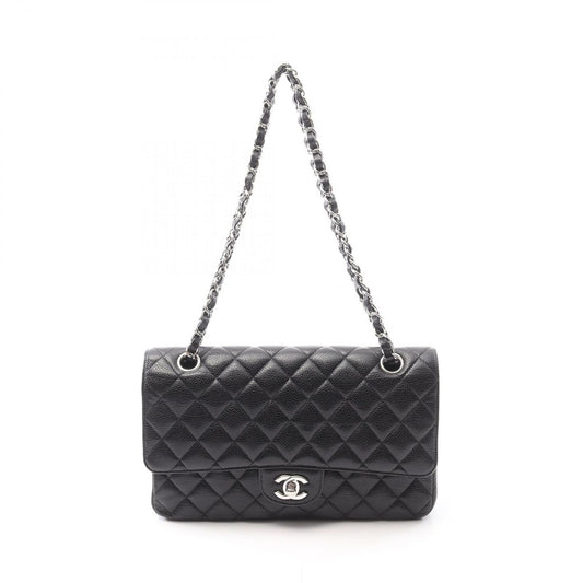 CHANEL Matelassé Double Flap Shoulder Bag - Black Leather