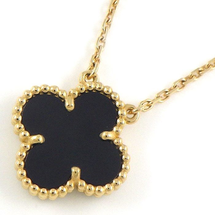 Van Cleef & Arpels Vintage Alhambra Necklace in Onyx & K18YG