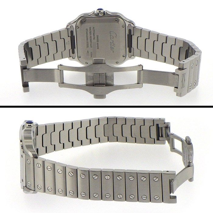 Cartier Santos MM WSSA0029 Automatic Watch - Silver Opaline Dial