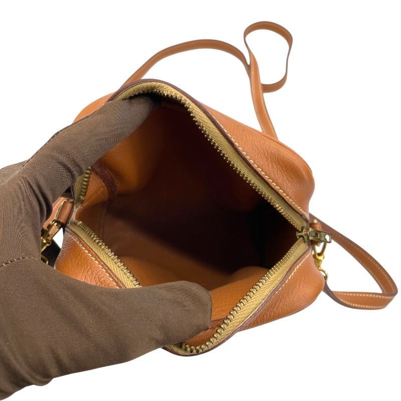 HERMES Jackie Gold Vache Leather Shoulder Bag with Gold Hardware