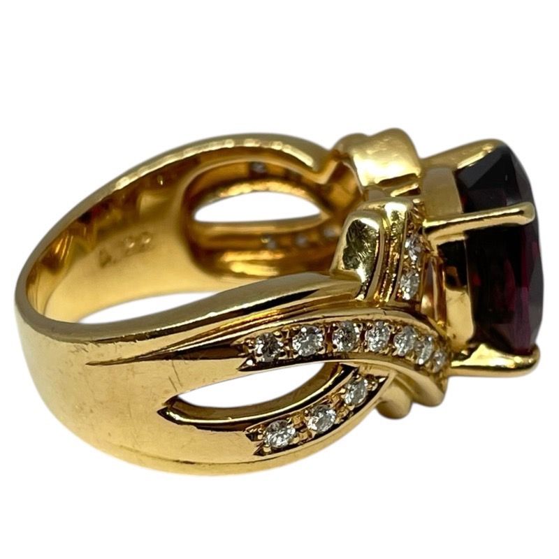 TASAKI K18YG Garnet Ring with Diamonds - Exquisite Craftsmanship
