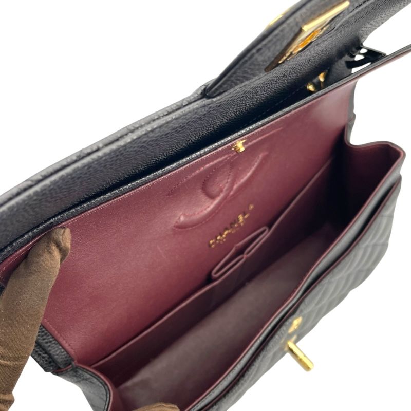 CHANEL Matelassé 25 Black Caviar Leather Shoulder Bag