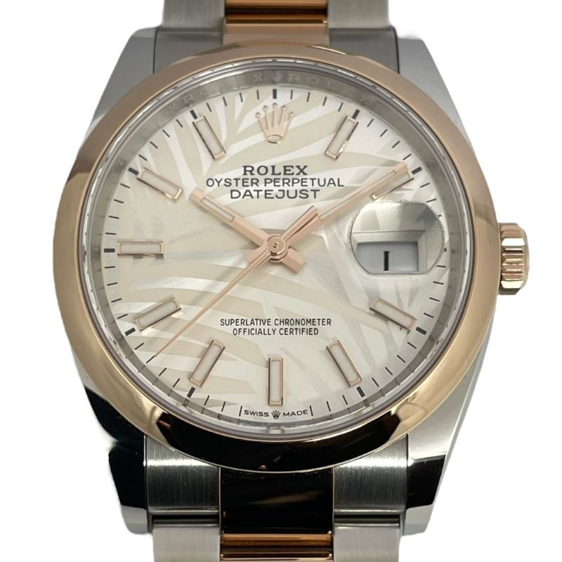ROLEX Datejust 36 Palm Motif 126201 Ivory K18PG/SS Men's Watch