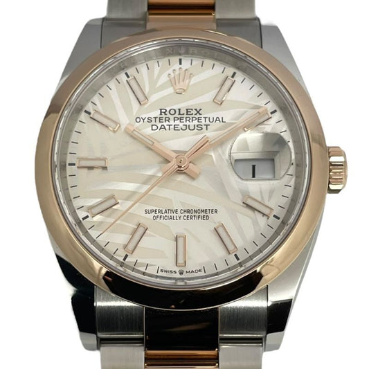 ROLEX Datejust 36 Palm Motif 126201 Ivory K18PG/SS Men's Watch