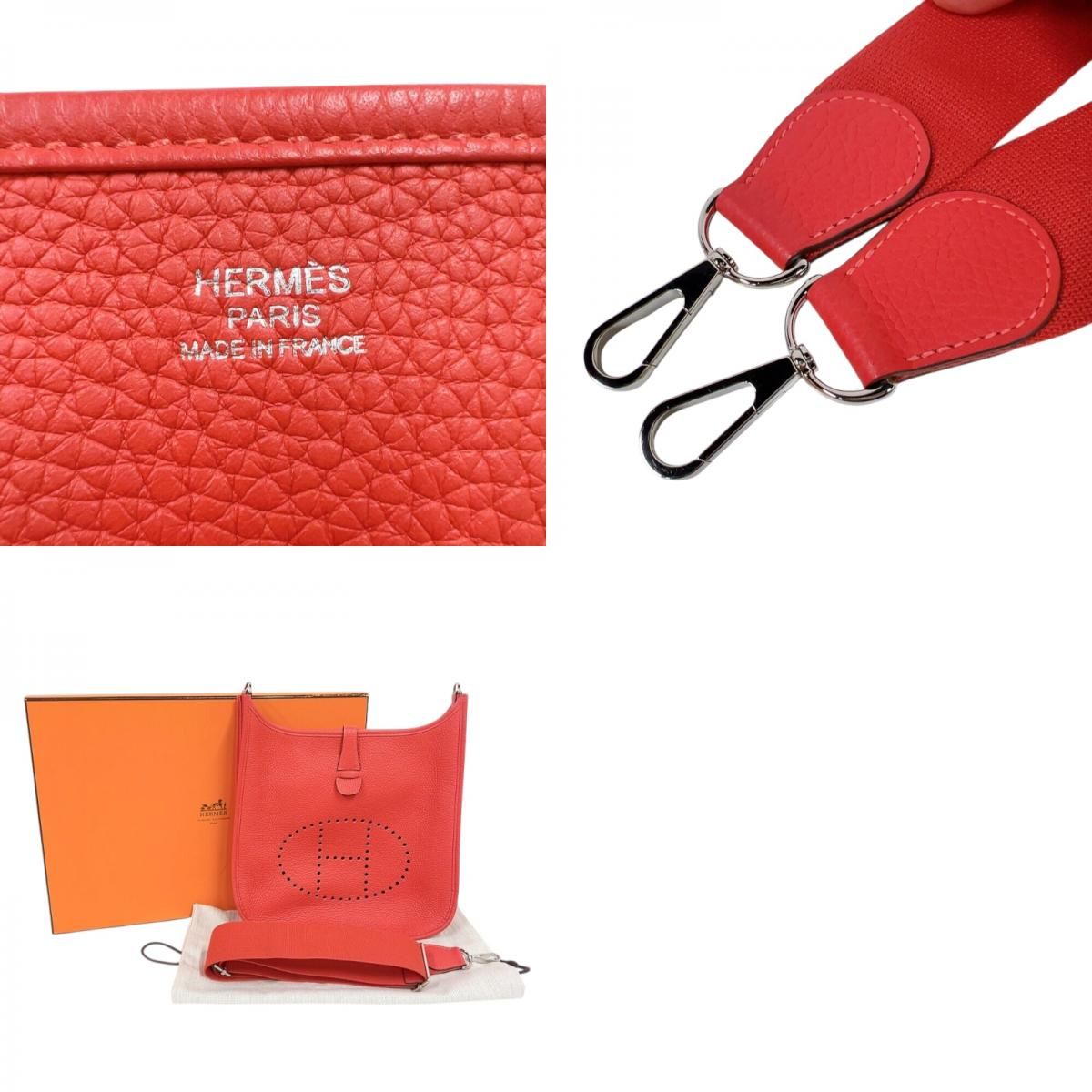 HERMES Evelyne III PM T Stamp (2015) Rouge Vif with Silver Hardware