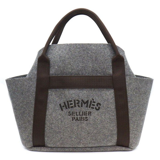 HERMES Sac de Pansage Gloom2 Tote Bag - Exquisite Gray Wool & Leather