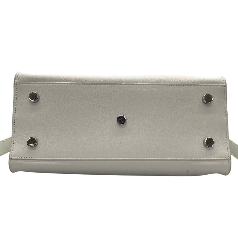 SAINT LAURENT Downtown Cabas White Croc-Embossed Leather Shoulder Bag