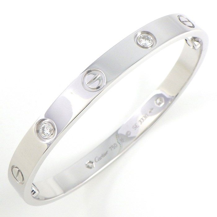 Cartier Love Bracelet MM with 0.42ct Diamonds in K18 White Gold