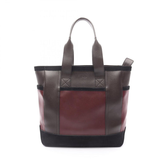 TOD'S Bordeaux & Dark Brown Leather Suede Tote Bag - Unisex