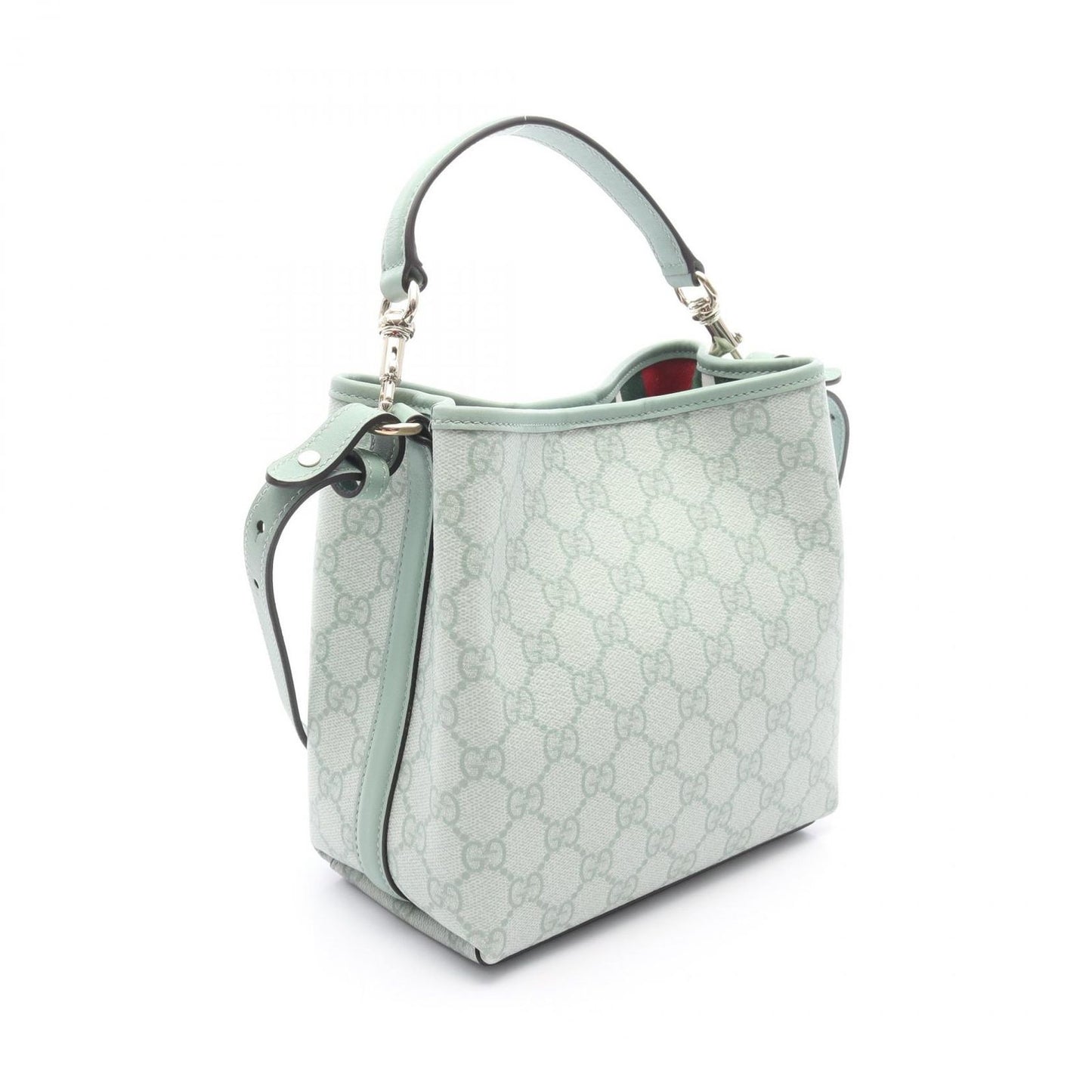 GUCCI GG Emblem Small Bucket Bag in Sage Green