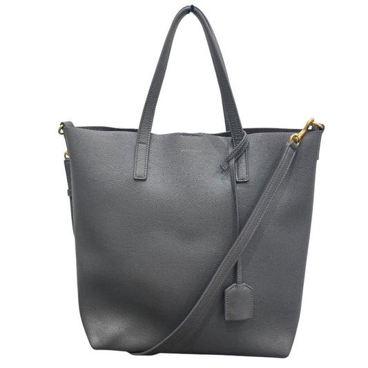 SAINT LAURENT Toy Shopping Tote in Grey Leather - Unisex Elegance
