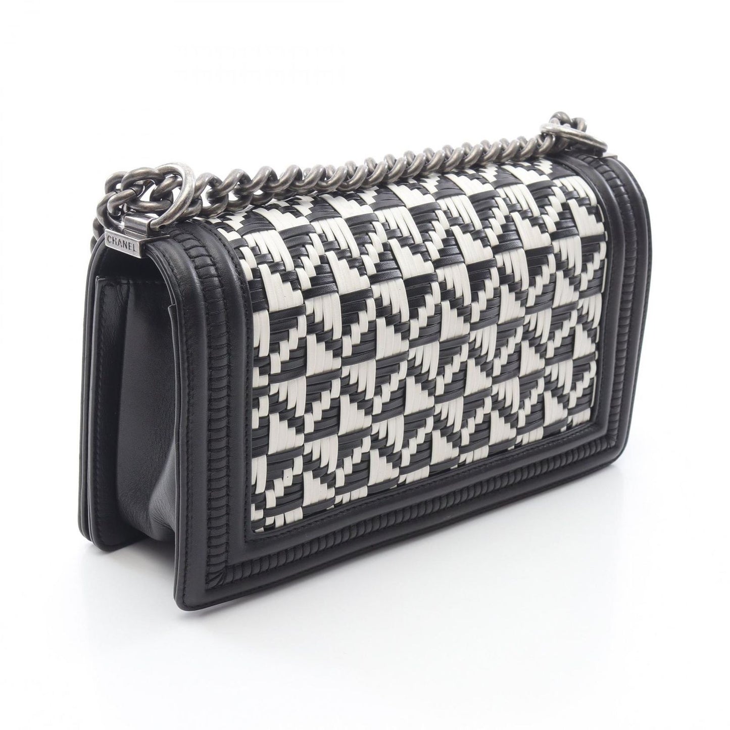 CHANEL Boy Bag in Black & White Lambskin - Timeless Elegance